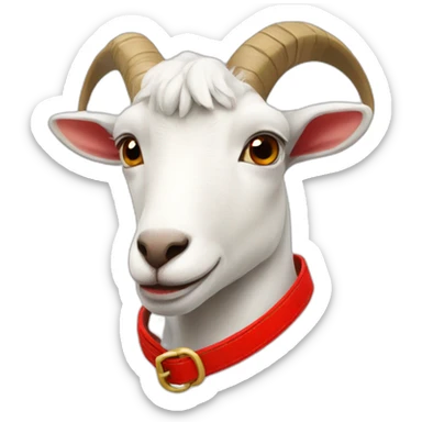 white goat with red collar sticker
