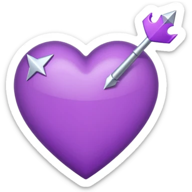purple heart pierced by a larger arrow, iPhone emoji style sticker