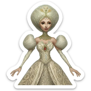 a Reptilian alien woman full body in Romanov dress sticker