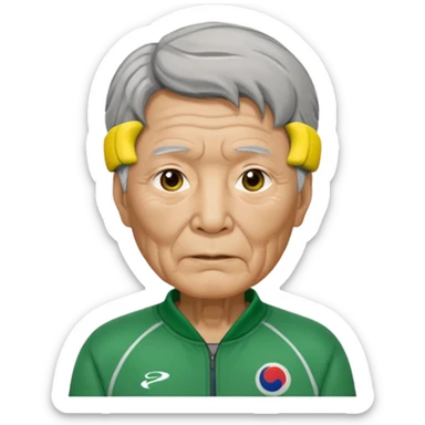 Design Ali Abdul replaced with Oh Il-nam (Player 001), elderly Korean male, wrinkled face, gray hair, green tracksuit with white number 001 visible. sticker