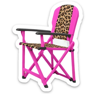 Realistic hot pink and leopard print outdoor folding chair. sticker