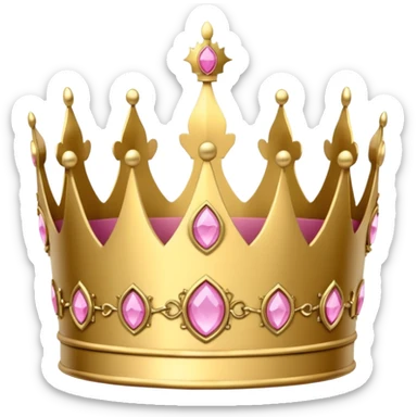 A luxurious golden crown with pink accents and elegant details, featuring a prominent empty space or cutout in the center sticker
