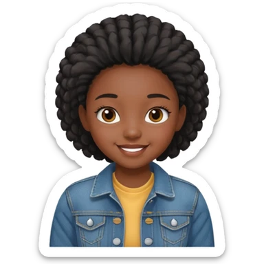 Cite black girl kid with  long cute eye lashes with jean jacket sticker