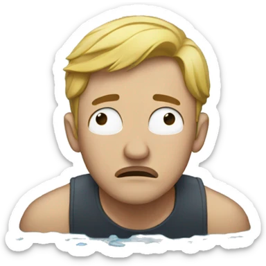 a man crying on the floor in a puddle of tears sticker