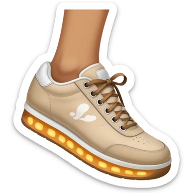 a human foot wearing a sneaker, fully visible, stepping firmly on the ground, leaving a clear shoe print under the sole. Rounded, glossy, smooth, soft shadows, white background.



 sticker