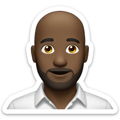 bald dark skin man small eyes thin beards in shirt sticker