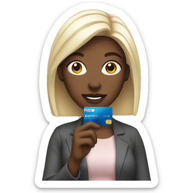White women holding a Credit card  sticker