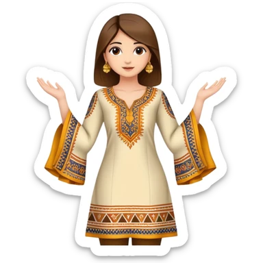 Short kurti with bell sleeves and ethnic patterns sticker