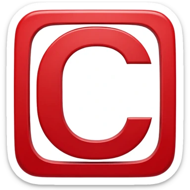 A bold white capital letter C inside a red rounded square, flat emoji design, shiny light reflection, in the same style as the 🅱️ emoji, transparent background, the letter C is large and centered sticker