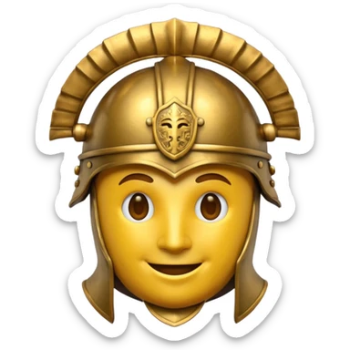 round emoji head with roman empire knight helmet sticker