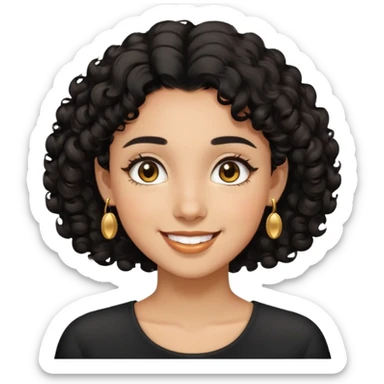 Girl showing happiness, medium skin tone, short curly black hair, gold earrings, brown eyes Minimal emoji showing happiness, medium skin tone, short curly black hair, gold earrings, brown eyes sticker