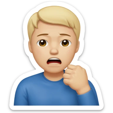 Crying emoji with fist covering mouth sticker