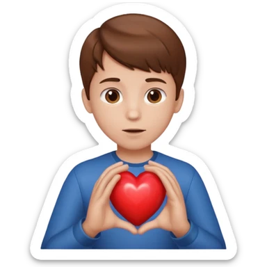 Boy taking his heart and throws it and it gets bigger and bigger sticker