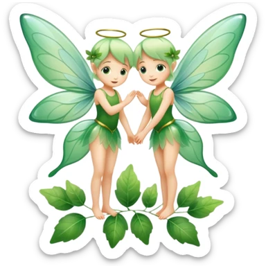 small fairies with glass and leaves wings sticker
