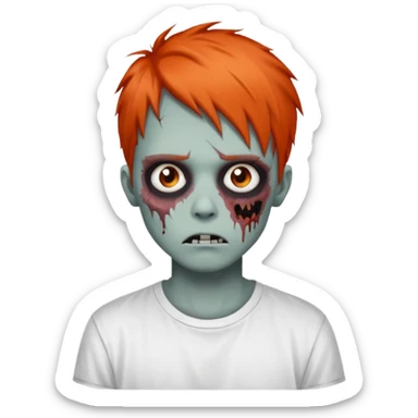 zombie teen emo with emo dark orange hair grunge style white shirt  sticker
