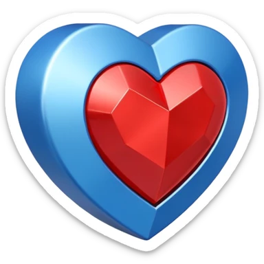 A geometric red 3D heart with a geometric blue star inside sticker
