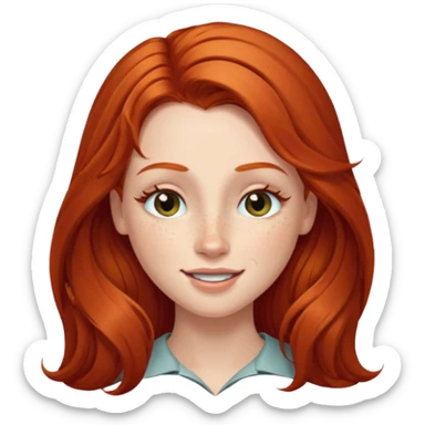 Long haired redhead winking wirh right eye sticker