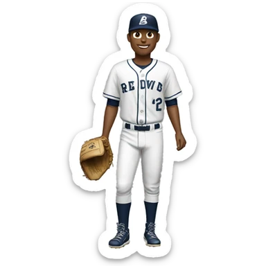 create an image of a white baseball player sticker