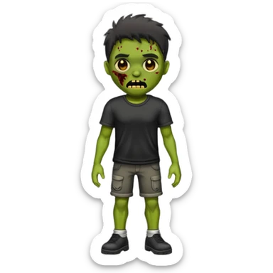 Emoji de zumbi masculino com a roupa preta e o fundo preto sticker