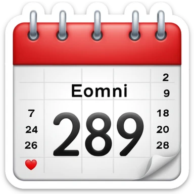 calendar with number 28, white page and red top sticker