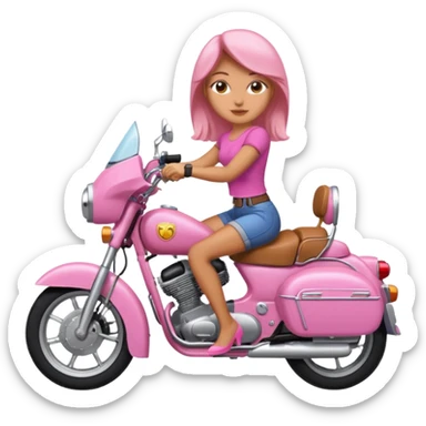 woman rider riding pink motorbiker sticker