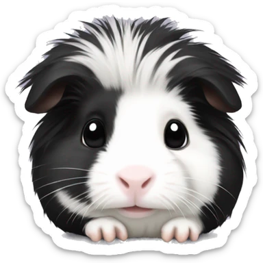 Long haired black and white guinea pig baby sticker