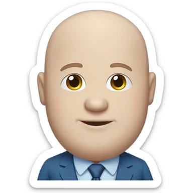blue-eyed overweight bald man in a blue suit sticker