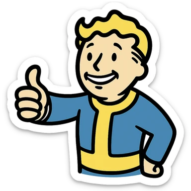 Vault Boy from Fallout giving a thumbs-up sticker