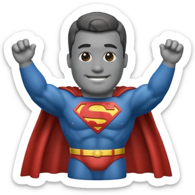 a moai emoji with a superman cape with the original face or the moat emoji sticker
