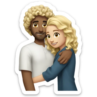 Arab Man curly hair hugging blonde girl  sticker