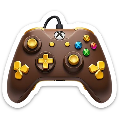 Clash of Clans aesthetic: Cinematic Playful Xbox Controller (Original Duke) Portrait Emoji, rendered in a 3D vector-style similar to standard emojis with minimal shading and bold, simplified shapes. A compact, distinct form with signature details, softly glowing with a modern gaming energy charm. Simplified yet unmistakably iconic, highly detailed and consistent, glowing with a soft radiance and high shine. Stylized with a touch of next-gen innovation and a soft glowing outline, capturing the essence of a beloved gaming relic with a friendly, playful manner! sticker