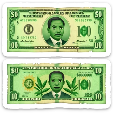 Zimbabwean dollar banknote emoji with green colors and details symbolizing hyperinflation sticker