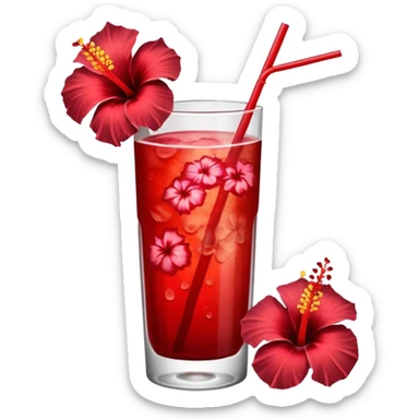coconut drink with red flowers sticker