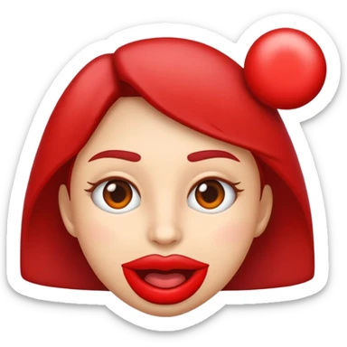 Un emoji de perfil con una coleta alta, una verruga y una nariz y unos labios rojos  sticker