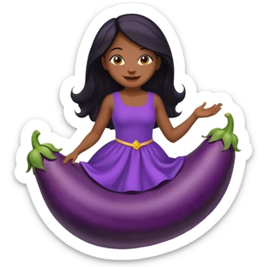 black girl with long black hair riding eggpant sticker
