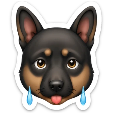 all black german shepherd face crying large tears looking sad sticker