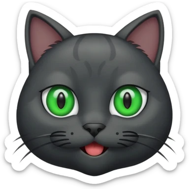 Dark grey cat green eyes is winking sticker