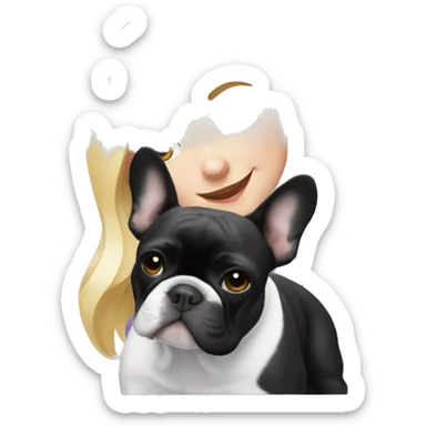black/white french bulldog with blonde girl sticker