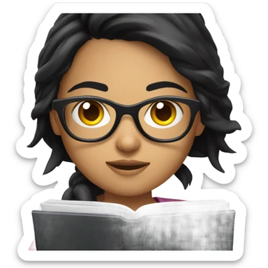 gamer, black hair girl with glasses sticker