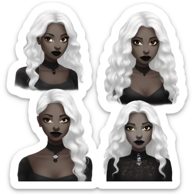 White skin, white hair, gothic clothes, black lipstick woman sticker