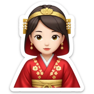 Japanese Princess with in red ceremonial robe kimono sticker