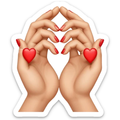 Two hands creating a heart shape sticker