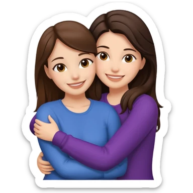 two women lying on top of each other wrapped around each other lying down both brunette  sticker