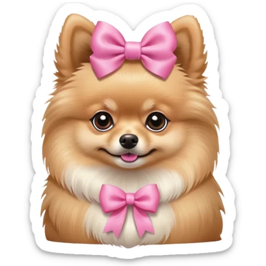 pomeranian dog with a pink bow sticker