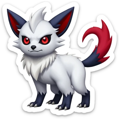 Vampiric feral emo dark Zangoose-Absol-Fakémon-hybrid-creature (full body) sticker