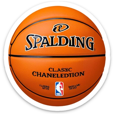 Ultra minimalist basketball in classic orange color with very tiny Spalding and NBA logos, extremely simple design with minimal details sticker