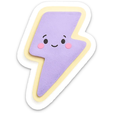 kawaii lavender lightning bolt with soft glow and shy face, no limbs, full body, soft pastel colors sticker