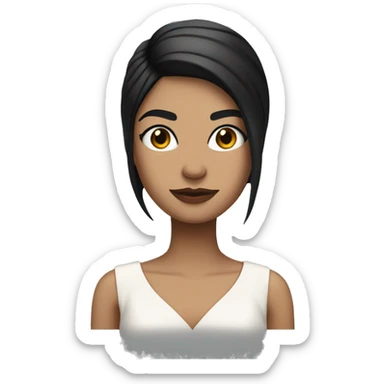 hair straight, American/British white, black hair, white face colour, slender face, wearing a trendy saree and accessories, full body, sharp jawline, edgy sticker