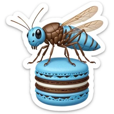 A cricket on a blue macaron sticker