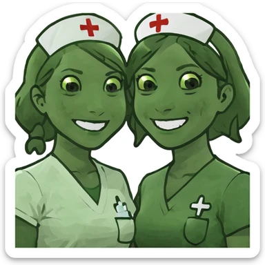 nurse girls smiling together sticker